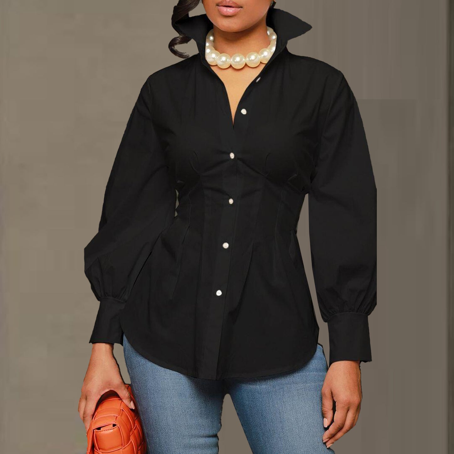 Button Blouse Shirt - MiaNoir